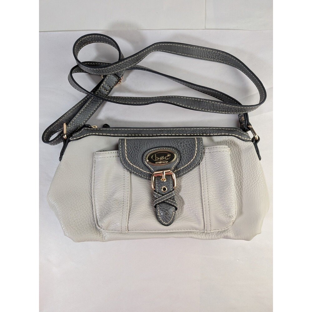 BOC Born Concept Purse Faux Leather Gray Shoulder Crossbody Bag Buckle Rare Y2K